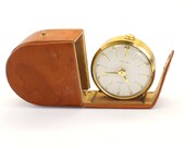 BUCHERER 7 Juwelen arbeiten Reisewecker für die Reparatur in original Leder Tasche Vintage 1950er Jahre