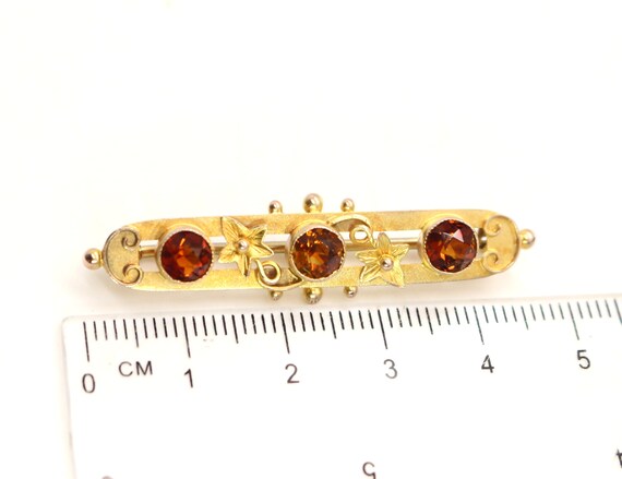 Edwardian 9ct Yellow Gold Red Garnets Ivy Leaf Br… - image 4