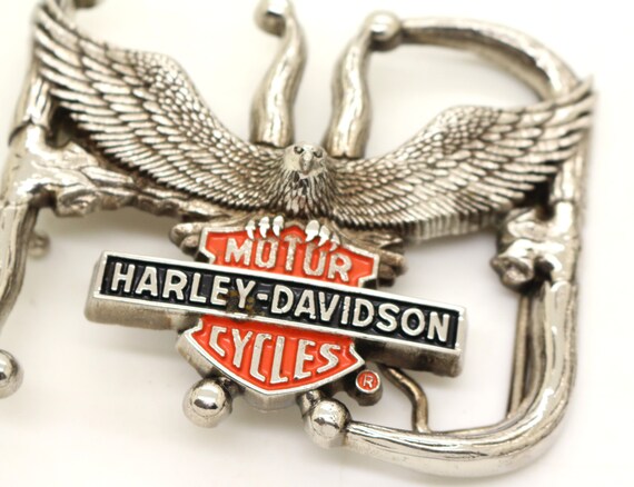 Harley Davidson Eagle Solid Brass Silver Tone Ena… - image 5