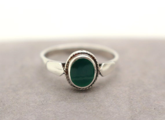 Real Sterling Silver Green Chrysoprase Chalcedony… - image 2