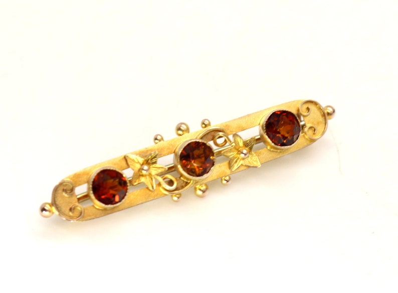 Edwardian 9ct Yellow Gold Red Garnets Ivy Leaf Brooch Pin Antique Vintage Chester 1909 Wedding Bridal Birthday Gift for Her Mum image 1