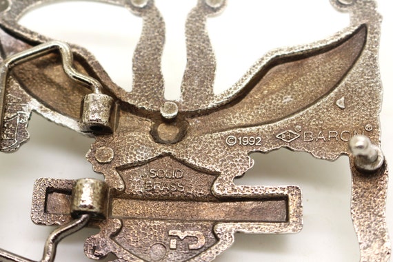 Harley Davidson Eagle Solid Brass Silver Tone Ena… - image 3