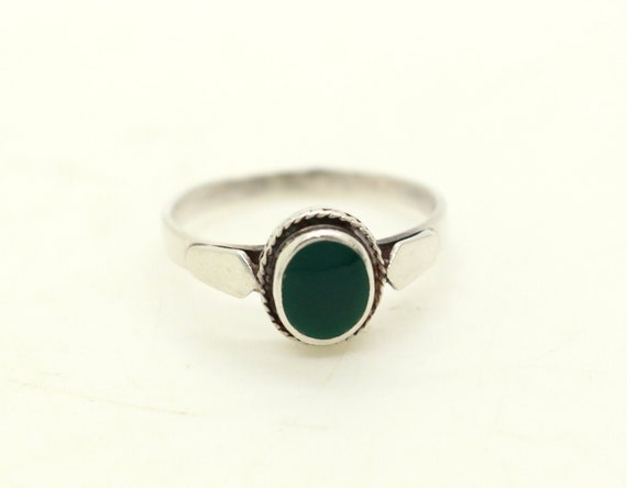 Real Sterling Silver Green Chrysoprase Chalcedony… - image 1