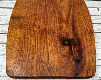 Mesquite brisket board with green inlay and handle