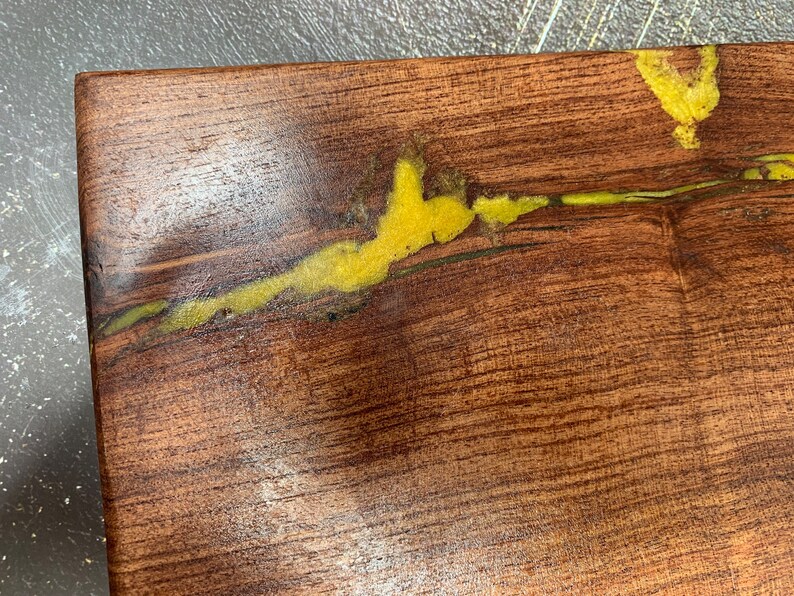 Mesquite Cutting Board With Yellow Inlay Etsy