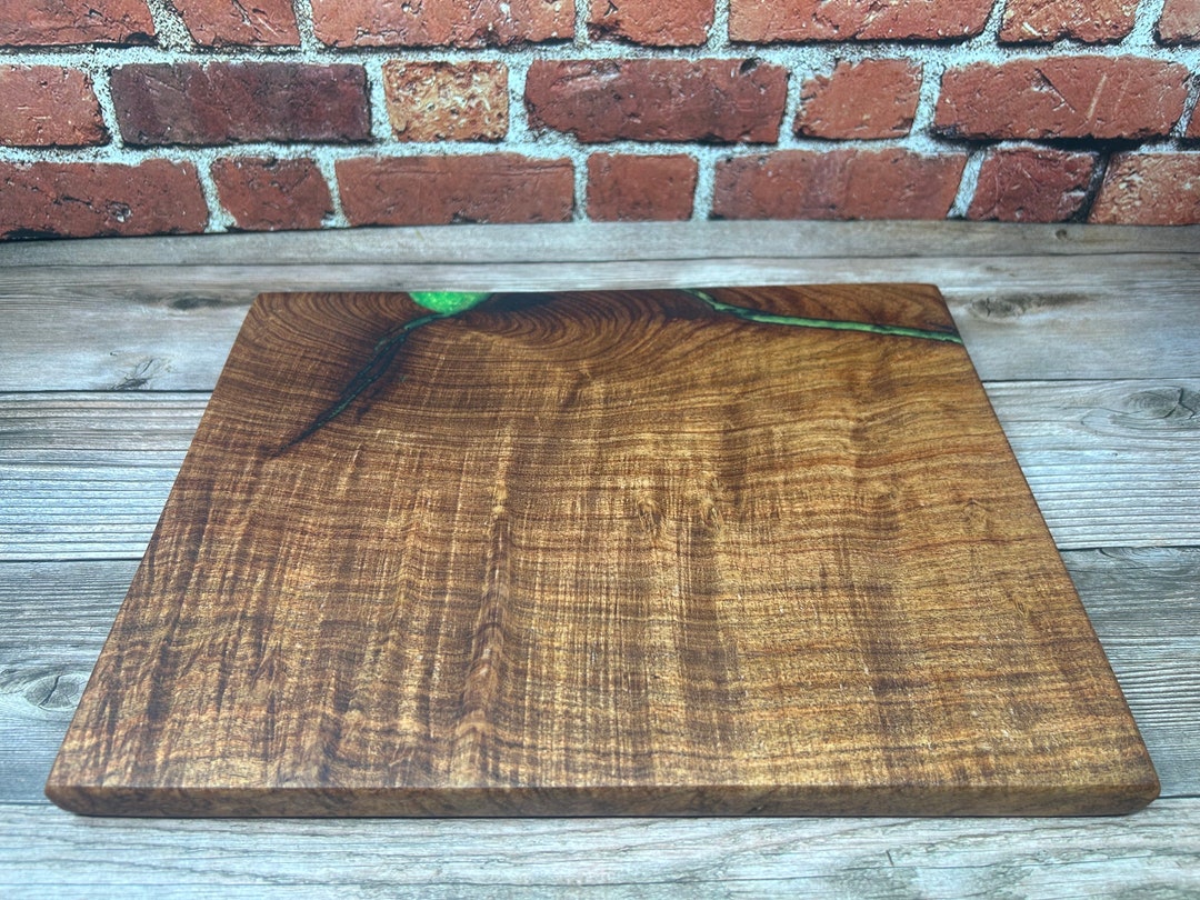 Mesquite Cutting Board With Green Inlay Etsy