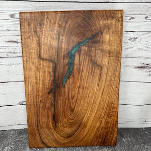 Mesquite cutting board with green inlay