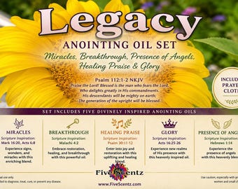 Legacy Anointing Oil Set | 5 Bottles, Prayer Cloth, Christian Gift