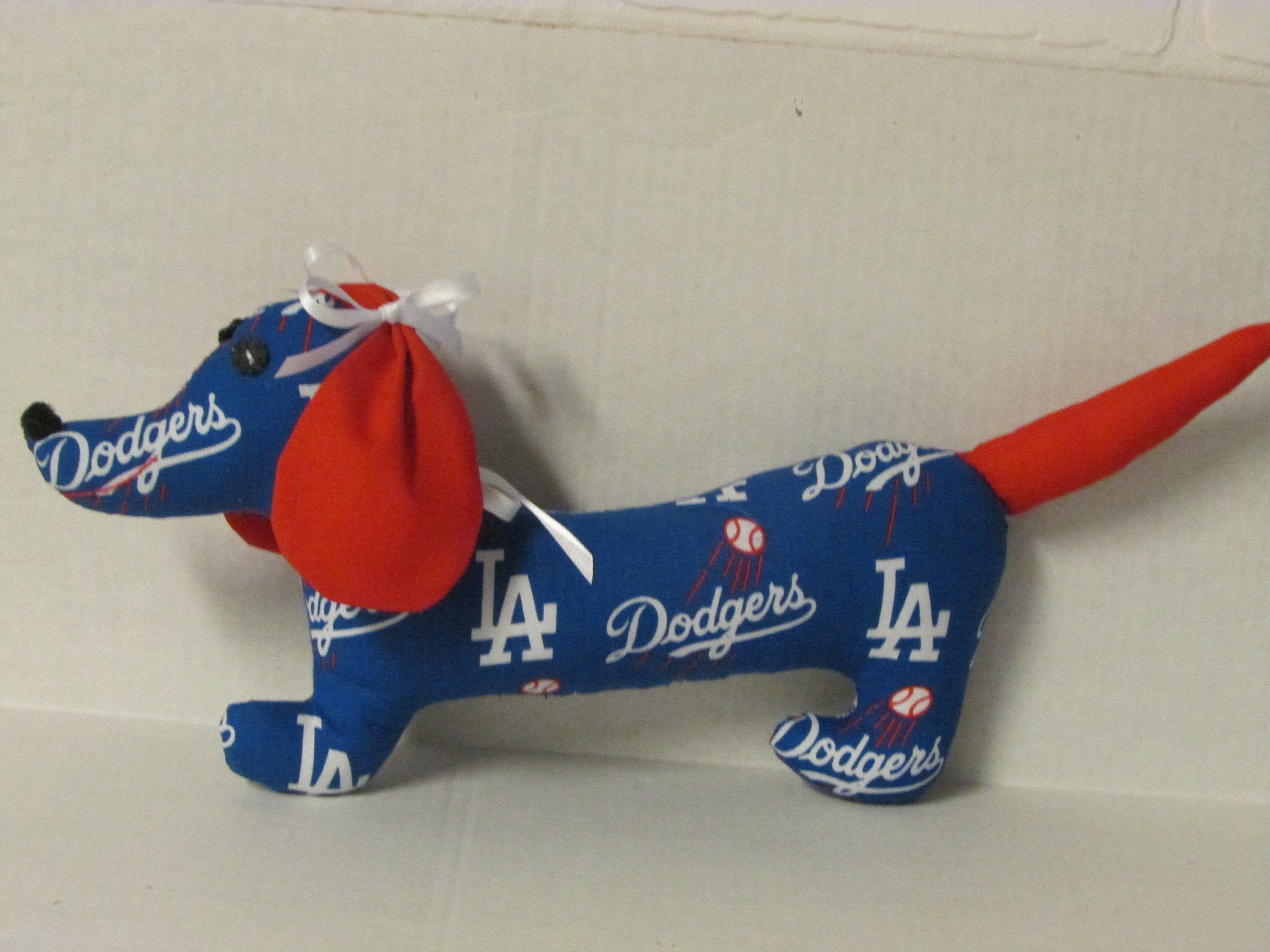 Large Dodgers Stuffed Dachshund MLB Sports Gift Collectible 