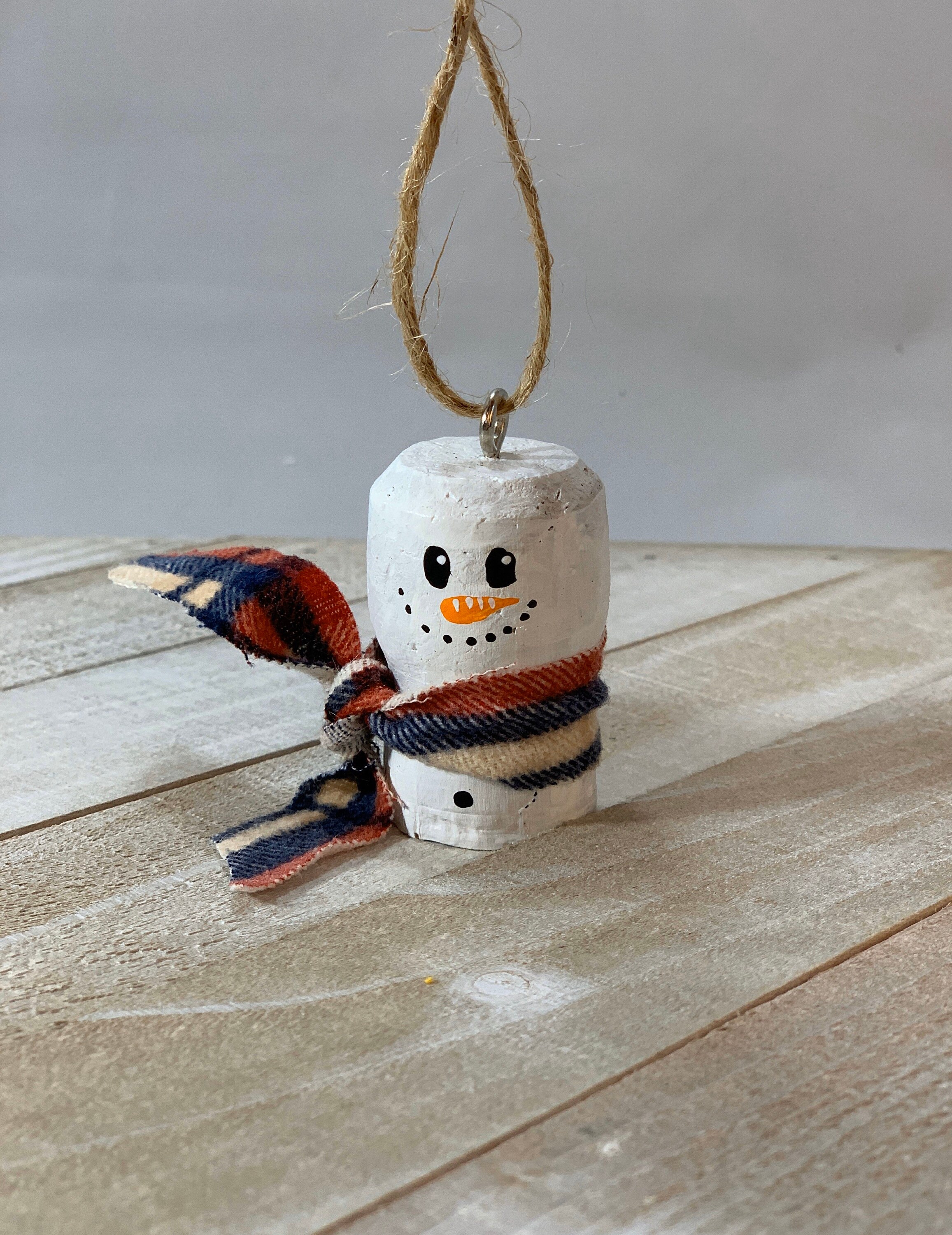 Snowman Cork Ornament Cork Snowman Ornament Painted Etsy