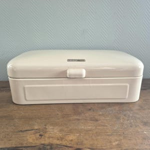 Vintage BREAD BOX Enamelware Storage Bin RETRO Brotkasten Broodtrommel