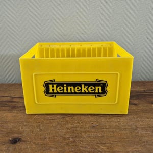Vintage Heineken Music CD Cube Storage Rack BOX Crate Yellow (1)