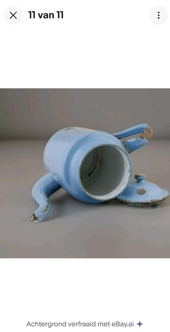 Vintage Enamel COFFEE POT Can Enamelware Tea pot Blue Kaffeekanne Teapot  Coffee Can