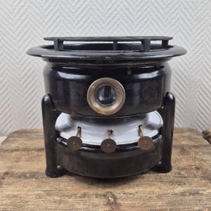 Vtg. EDY ESSO Enamelware Stove Kerosene 3-wick Enamel camping cooker BLACK Stove Cooking stove Kerosene stove Kerosene Cooker Stove