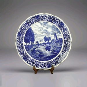 DELFT charger plate WALL Mounted Hanging dish board panel cobalt blue white Delft Ceramics