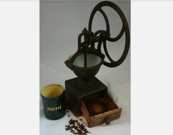 Antique N2 Coffee Grinder LARGE One Wheel Mill C 1890 Koffiemolen Moulin Molinillo  Café Kaffeemuehle Macinacaffe 