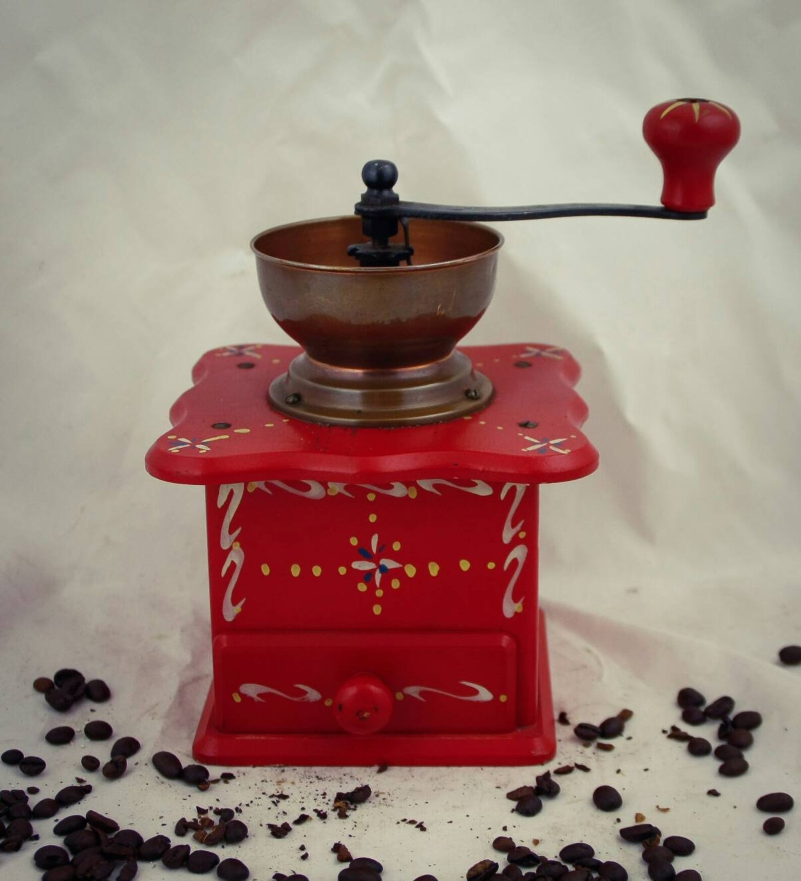 Vintage red Coffee Grinder Dutch folk art Hindeloopen table Etsy