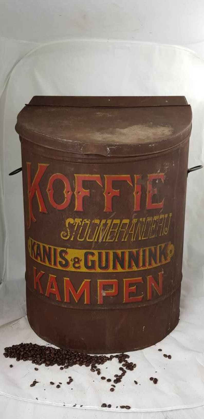 Hugh KANIS /& GUNNINK Kampen Metal Coffee Tin c1920 Dutch Coffee Box Jar Canister Bin Megalarge Rare Netherlands