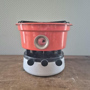 Vtg.Enamelware Stove Kerosene 3-wick Enamel camping cooker Paraffin Yellow White Kerosene stove Cooking appliance Oil stove