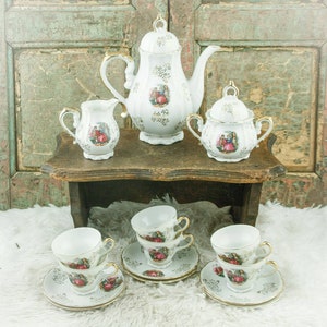 Vintage coffee set Limoges scenery Pot Sugar Creamer Coffee Cups Porcelain Tableware set for coffee or tea