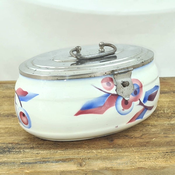 Antique ART DECO German Biscuit Jar Barrel Lunch box bin Canister Container koekjespot