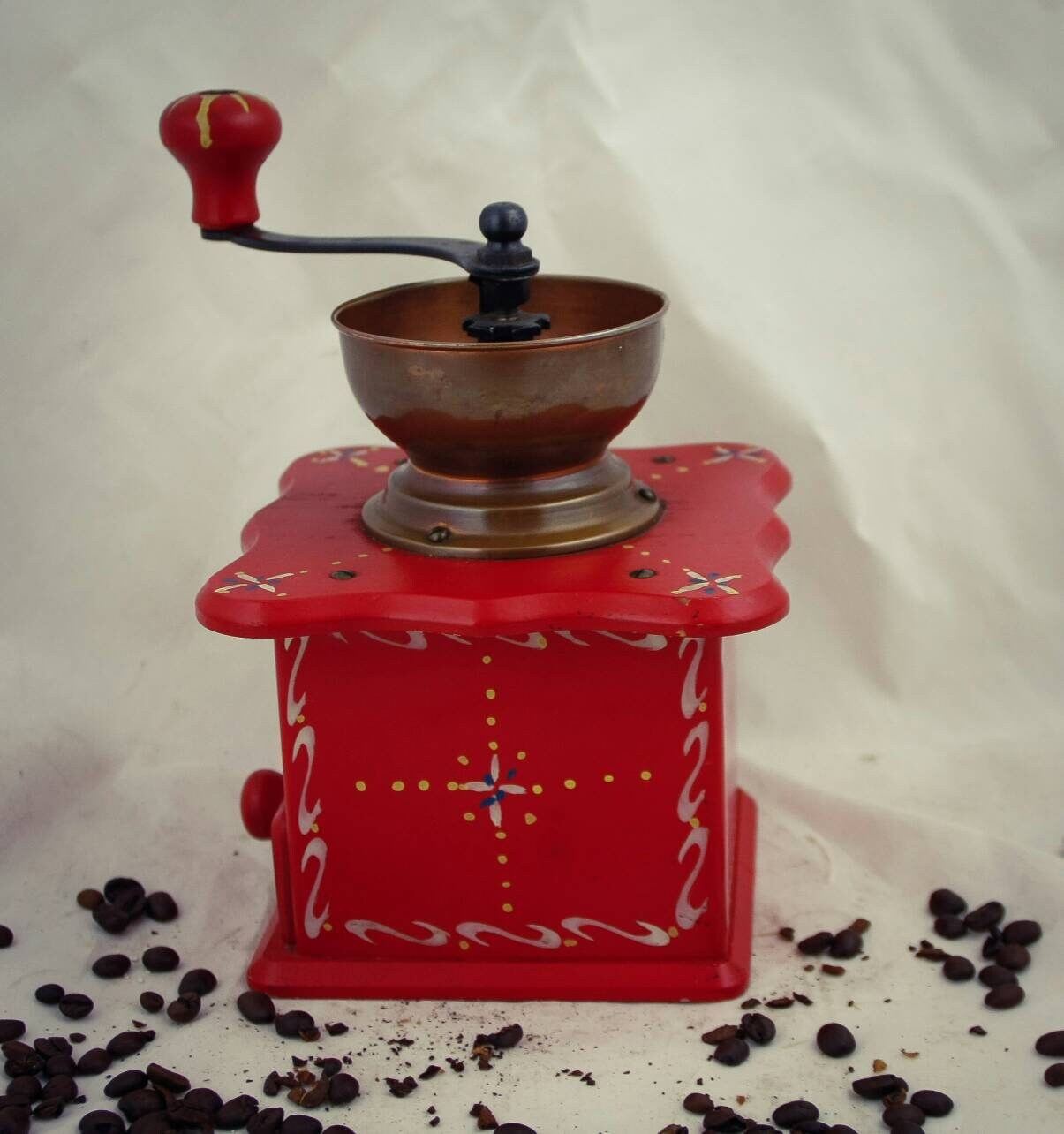 Vintage red Coffee Grinder Dutch folk art Hindeloopen table Etsy