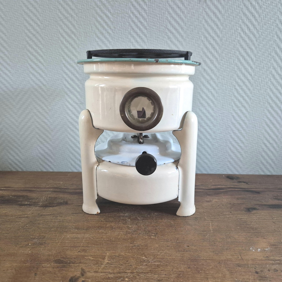 Réchaud De Camping Vintage émaillé - Kérosène 1 Mèche - Offwhite - Pays-Bas