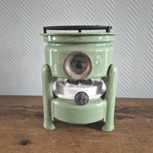 Vtg Enamelware Stove Kerosene 1-wick Campstove camping cooker Paraffin green Kerosene stove Cooking appliance