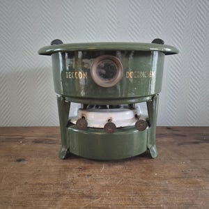 Vtg.BECCON Enamelware Stove Kerosene 3-wick Enamel camping cooker Paraffin green Kerosene stove Cooking appliance Kerosene stove