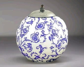 Dutch OIL LAMP Delft blue style metal spirit burner with wick