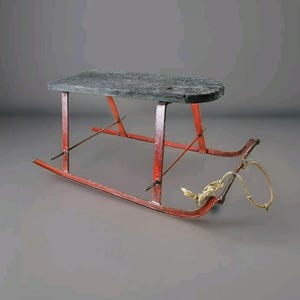 Antique 1900s SLEIGH Wood & Iron Snow iron curlicue runners Vintage Winter Sled christmas decoration