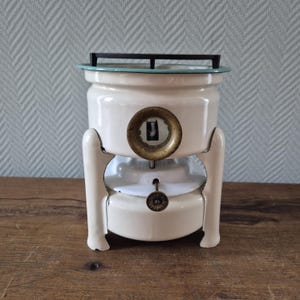 Vintage Enamelware Stove Kerosene 1-wick Enamel camping cooker Paraffin Offwhite petroleum stove Cooker