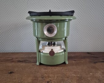 Réchaud De Camping Haller émaillé Vert – Kérosène 1 Mèche – Vintage Hollandais