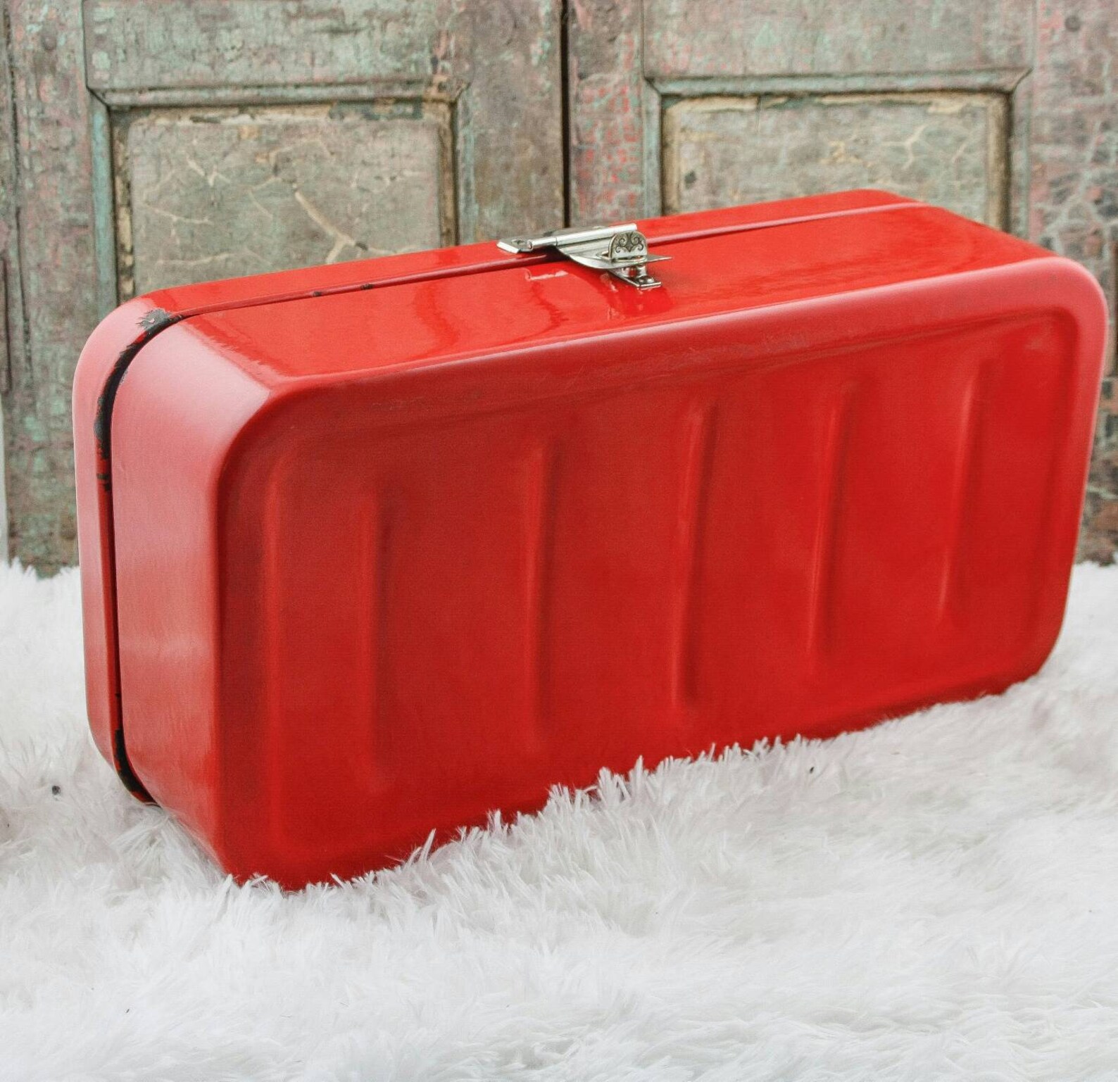 Vintage Enamel Bread Box Enamelware Bin Food Storage Container Etsy