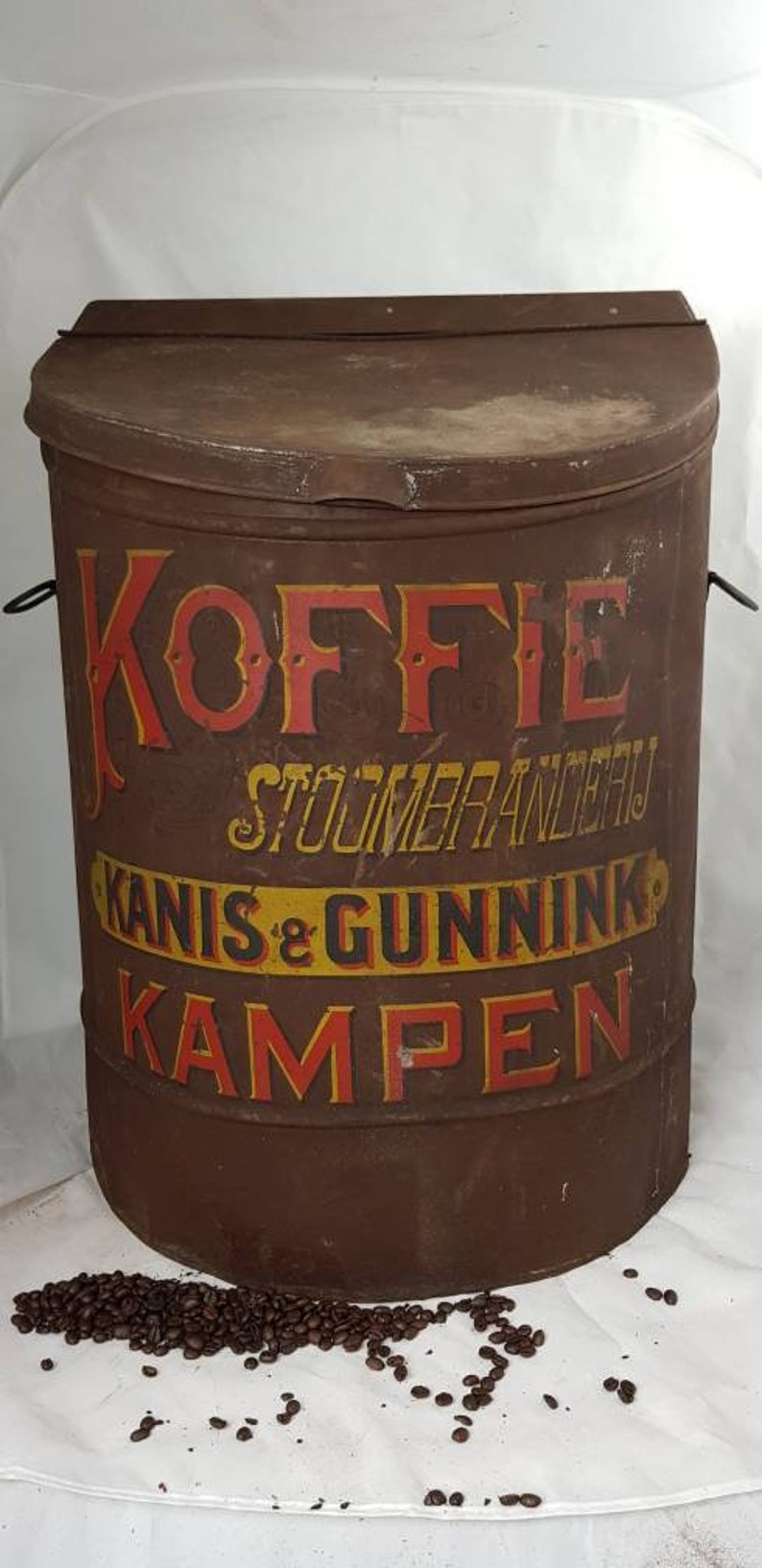 Hugh KANIS /& GUNNINK Kampen Metal Coffee Tin c1920 Dutch Coffee Box Jar Canister Bin Megalarge Rare Netherlands