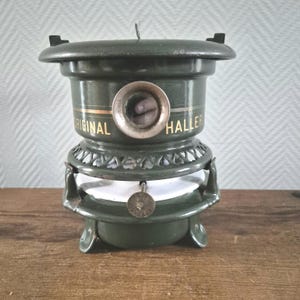 Vtg HALLER Enamelware Stove Kerosene 1-wick Enamel camping cooker Paraffin green Kerosene stove kerosene stove