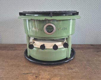 Poêle à Pétrole Vintage émaillé Vert - 1 Mèche, Avec Four, Idéal Camping Ou Décoration, D'occasion