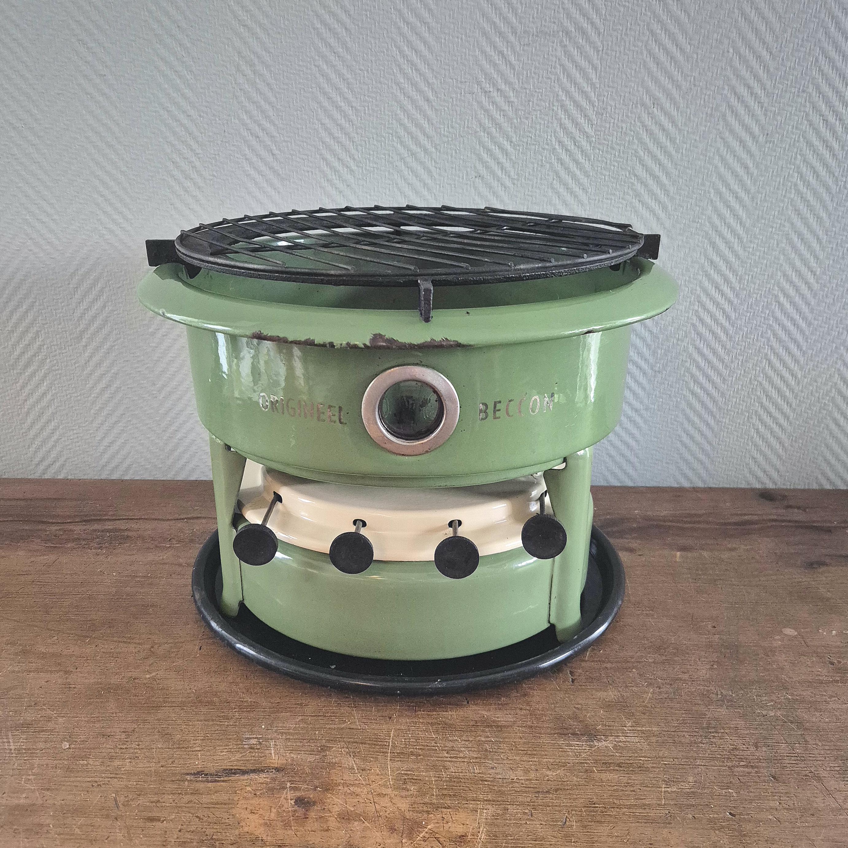 Vintage Enamelware Stove Kérosene 1-wick Enamel camping cooker Paraffin