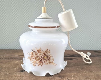 Vintage OPALINE Ceiling Electric Lamp Hanging Pendant Light Lustre
