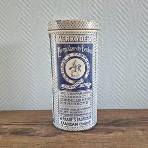 Vintage Tin Verkade&#39;s Rusk RUSK Dutch Holland Blue Bisquit Box Rusk Tin