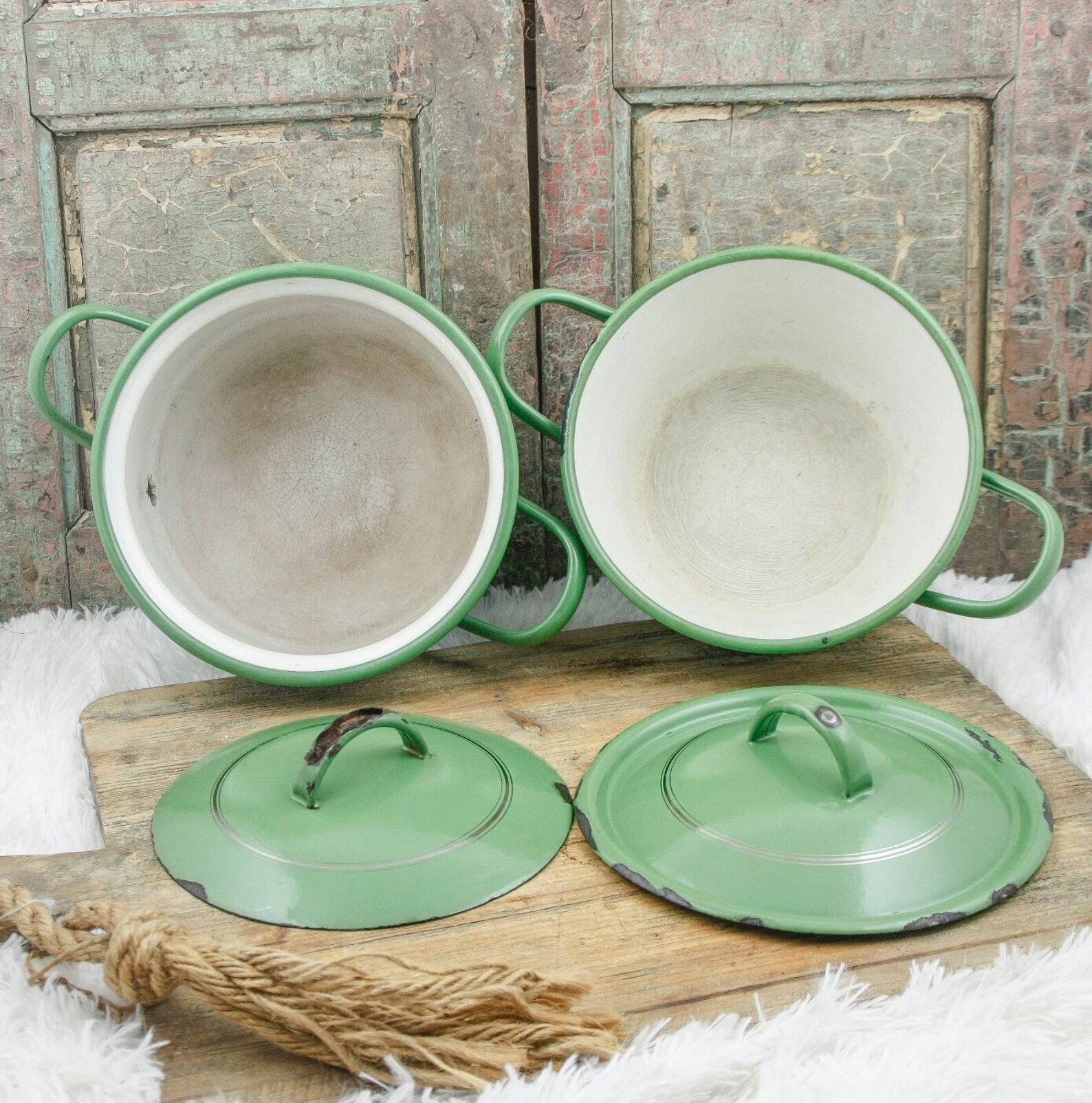 Dutch Enamelware Pan Set Camping Cookware C1950 Enamel Reseda Etsy