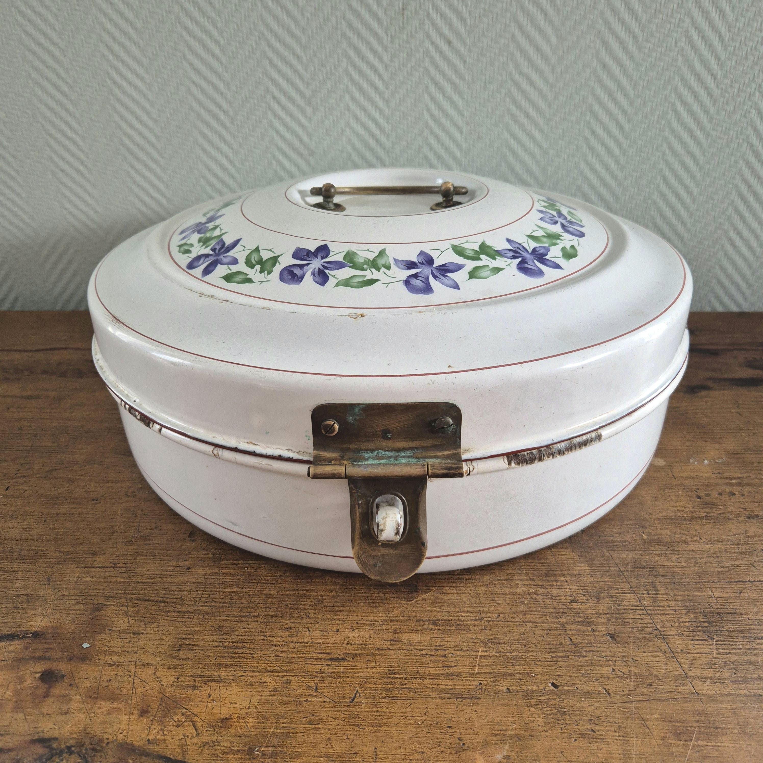 Round Enamel Bread Bin - Etsy