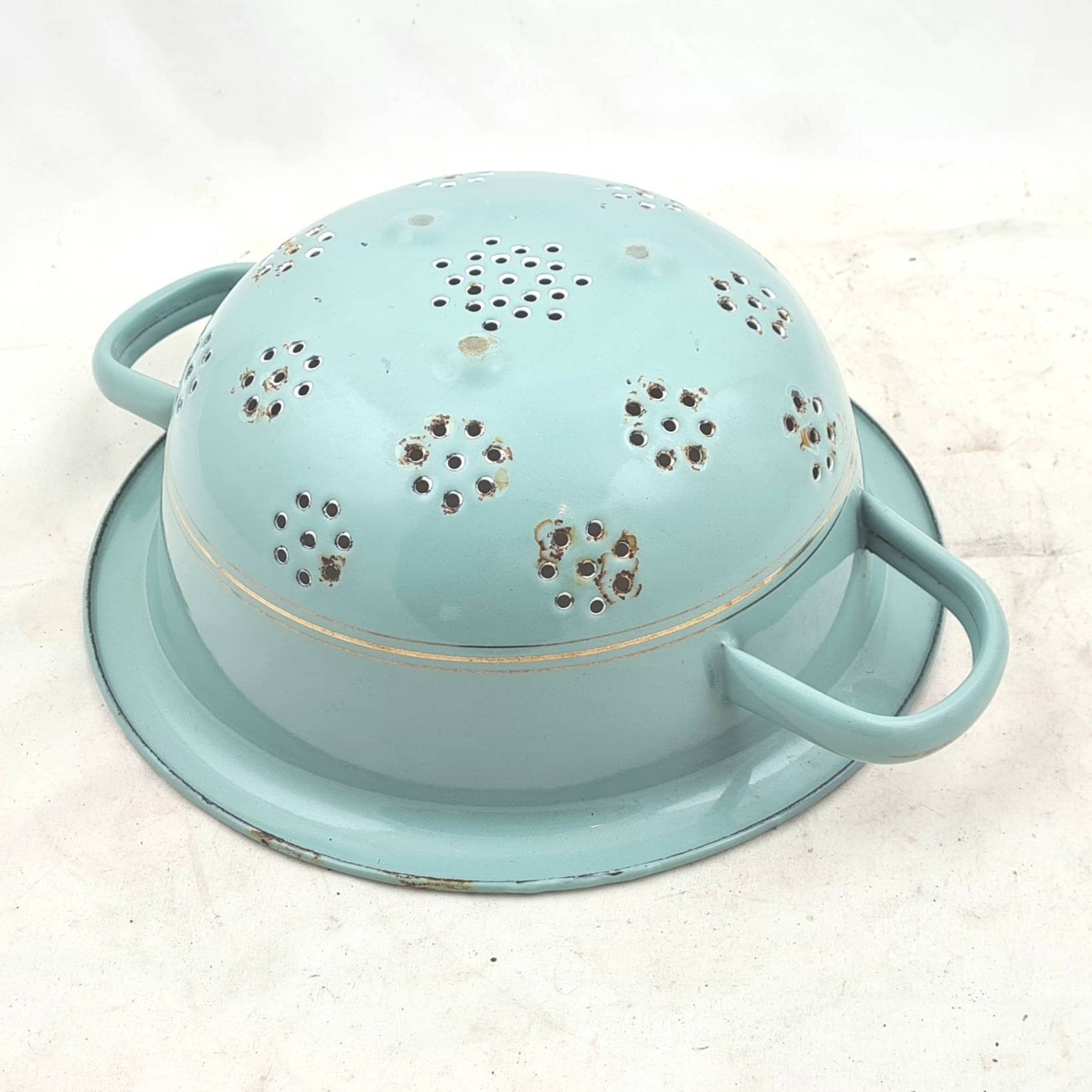 VINTAGE Dutch COLANDER Enamel Mintgreen Enamelware Graniteware Etsy