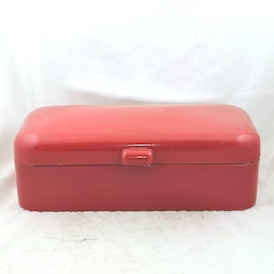 Enamel BREAD BOX Dutch Enamelware BreadBox Large Red Boite a pain emailee Bread bin
