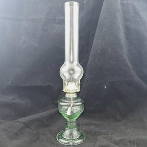 Vintage Öllampe Kerosin Paraffin grünes Glas Licht Docht Brenner