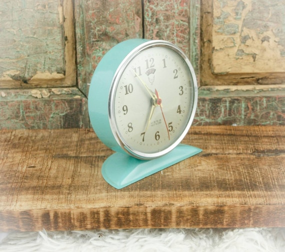 Vintage Alarm Clock Mechanical Wind up white Dove 1970 s Retro Sky