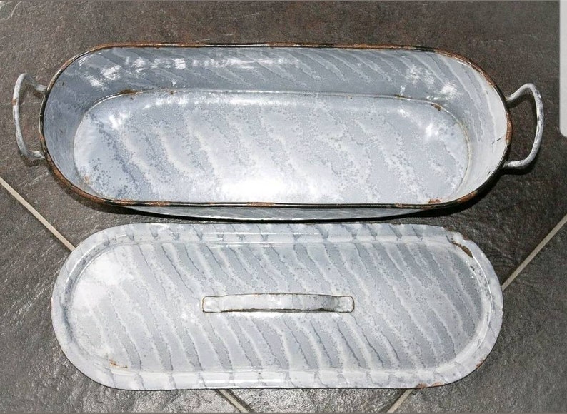 Dutch Enamelware Fish Poacher Vintage Enamel Baking Pan Oval Etsy
