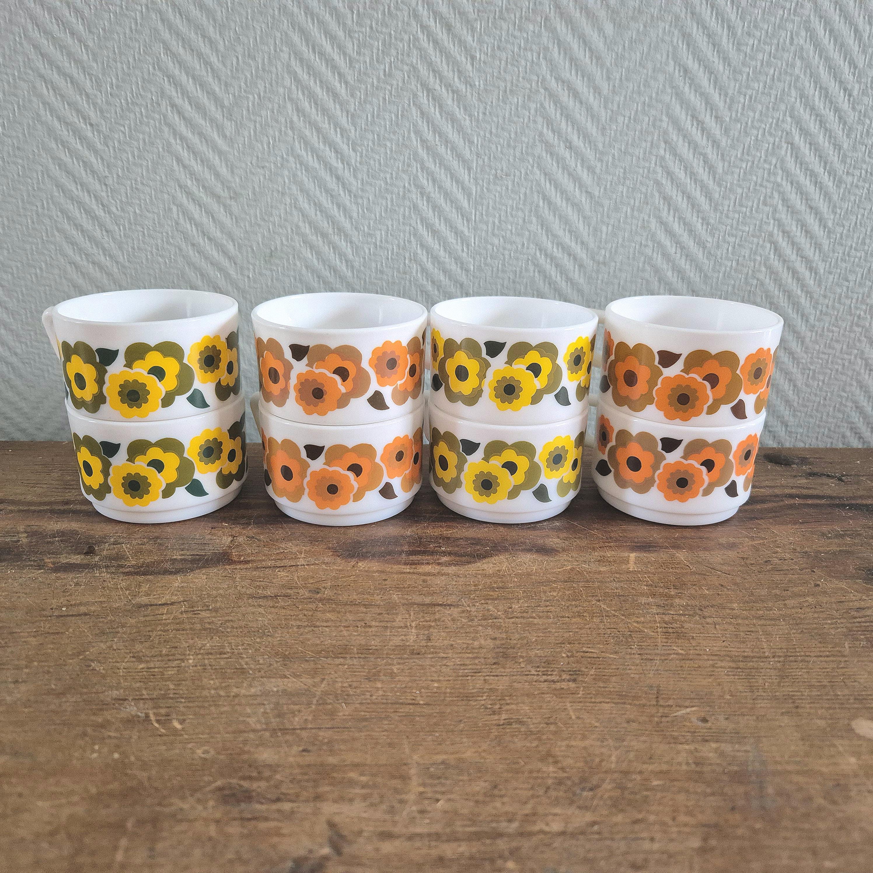 ヴィンテージ アルコパル ロータス フランス スタッキング可能 花柄 