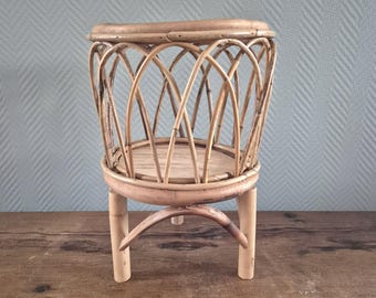 Vintage BAMBOO rattan Plant Stand Flower Pot Holder Rack Decorative Planter Boho