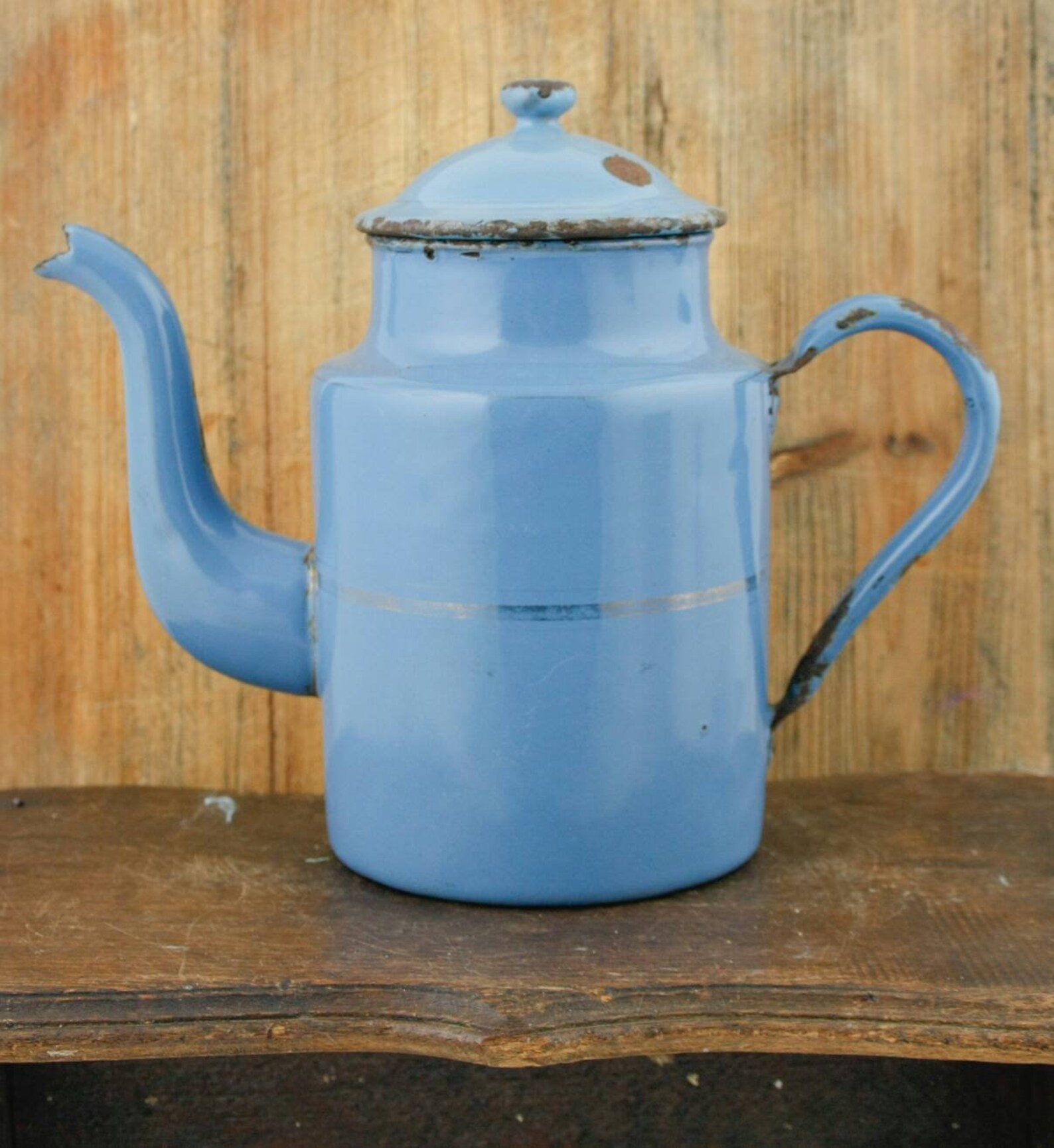 Vintage Enamel COFFEE POT Can Enamelware Tea Pot Blue Etsy